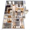 2 Bedroom 2 Bath 952 SF